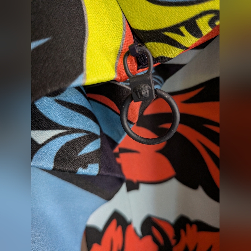 Versace Multicolor Patterned Wide Leg Zipper Silk… - image 3